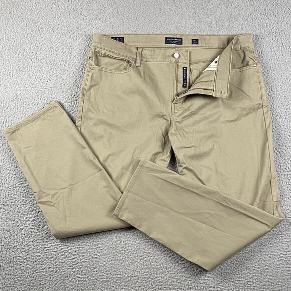 Lucky Brand 121 Slim Straight Chino Pants Men's 40x30 Tan Causal Slacks - Picture 1 of 11